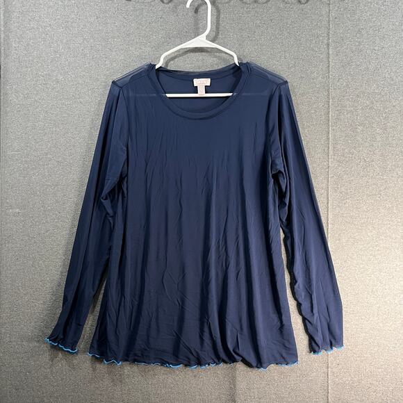 LOGO Layers by Lori Goldstein Mesh Crew Neck Top Ink Size Medium - Picture 1 of 9